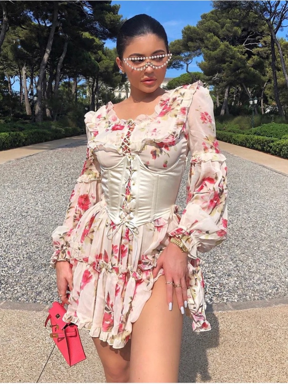 Duyguay Collection Kylie Jenner Floral Corset Dress